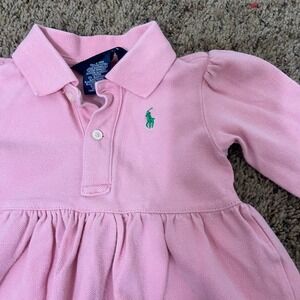 Ralph Lauren Baby Pink Knit Shirt Dress Long Sleeve Polo Dress Bloomers Set 12M